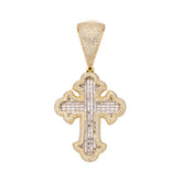 Gold Tone Cross with Baguette Moissanite Pendant
